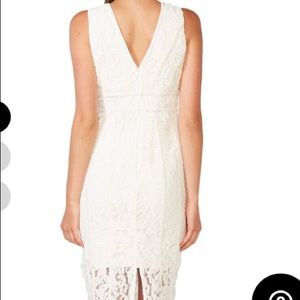 BARDOT HALTER LACE DRESS IN IVORY